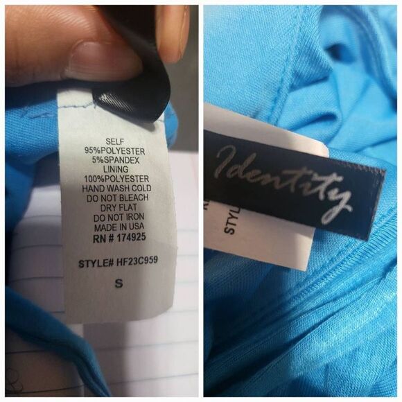 Identity women's  V-neck spaghetti straps surplice turquoise casual midi dress S - Picture 7 of 7